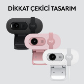 Logitech Brio 100 Pembe Full HD 1080P Mikrofonlu Webcam thumbnail 3
