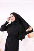 Elbiseli Abaya Takım ŞAL HEDİYE  3883 Siyah thumbnail 4