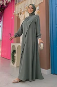 Çapraz Parça Görünümlü İncili Elbise 3879 Mint thumbnail 8
