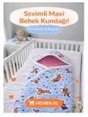 Taç Flanel Bebek Kundağı-Mavi thumbnail 2