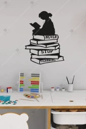 Never Stop Learning Duvar Dekor Hediyelik Eşya Ahşap Tablo thumbnail 1