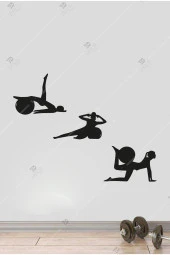 Pilates 3'lü Duvar Dekoru Seti Ahşap Tablo thumbnail 1
