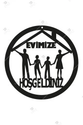 Evimize Hoşgeldiniz Kapı Süsü Ahşap Dekorasyon thumbnail 1