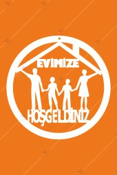 Evimize Hoşgeldiniz Kapı Süsü Ahşap Dekorasyon thumbnail 1