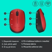 Logıtech M171 Kablosuz Mouse - Kırmızı thumbnail 8