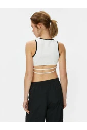 Crop Atlet Halter Yaka Baskılı Fitilli thumbnail 4