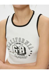 Crop Atlet Halter Yaka Baskılı Fitilli thumbnail 5