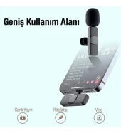 Lightning Iphone Uyumlu Kablosuz Wireless Yaka Mikrofonu thumbnail 4
