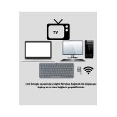 Blueforce Bt-k95 2,4Ghz Wireless + Bluetooth Kablosuz Klavye Gri Çift Modlu thumbnail 2