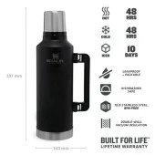 Stanley Classic Legendary Matte Black 2.3 Litre Termos thumbnail 2