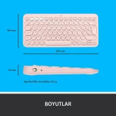 Logitech K380 Pembe Kablosuz Klavye Outlet thumbnail 2
