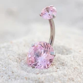 316L Çelik Pembe Zirkon Taşlı Piercing  PRC-207 thumbnail 1