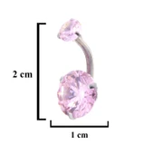 316L Çelik Pembe Zirkon Taşlı Piercing  PRC-207 thumbnail 5