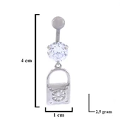 316L Çelik Zirkon Taşlı Kilit Piercing PRC-131 thumbnail 5