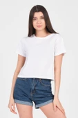 As Collection Beyaz Bisiklet Yaka Kısa Kol Örme Kadın Crop thumbnail 5