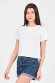 As Collection Beyaz Bisiklet Yaka Kısa Kol Örme Kadın Crop thumbnail 3