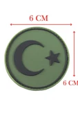 Single Sword Yuvarlak Türk Bayrağı Patch ( Peç ) 6 cm thumbnail 5