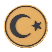 Single Sword Yuvarlak Türk Bayrağı Patch ( Peç ) 6 cm thumbnail 4