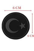 Single Sword Yuvarlak Türk Bayrağı Patch ( Peç ) 6 cm thumbnail 7