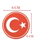 Single Sword Yuvarlak Türk Bayrağı Patch ( Peç ) 6 cm thumbnail 1