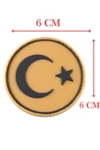 Single Sword Yuvarlak Türk Bayrağı Patch ( Peç ) 6 cm thumbnail 3