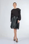 Unique Mode Oversize Midi Günlük Deri Elbise - Dantel Detay thumbnail 2