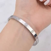 Çelik Kelepçe Bileklik Love Taşlı Model BLZ-494 thumbnail 4