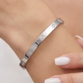 Çelik Kelepçe Bileklik Taşlı Love Model BLZ-596 thumbnail 4