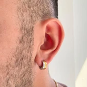 Çelik Halka Küpe Altın Kaplama Çift Renk UNK-710 thumbnail 2