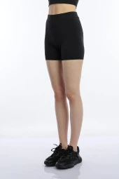 Kadın Slim Fit Allegro Kumaş Şort Siyah thumbnail 4