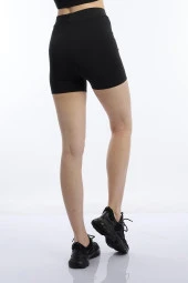Kadın Slim Fit Allegro Kumaş Şort Siyah thumbnail 5