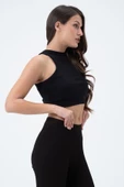 Kadın Kaşkorse Crop Atlet  Siyah thumbnail 2