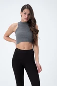 Kadın Kaşkorse Crop Atlet   Gri thumbnail 1