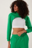 Kadın Oversize Crop  Yeşil thumbnail 1
