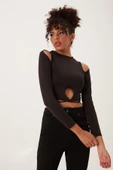 Kadın Allegro Crop  Siyah thumbnail 2