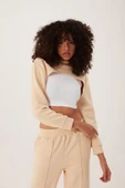 Kadın Oversize Crop  Ekru thumbnail 1
