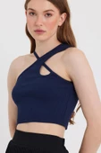 Kadın Askılı Crop Kaşkorse   Lacivert thumbnail 2