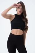 Kadın Kaşkorse Crop Atlet  Siyah thumbnail 4