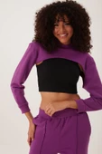 Kadın Oversize Crop  Mor thumbnail 1