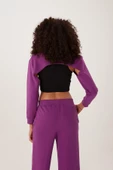 Kadın Oversize Crop  Mor thumbnail 4