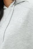 Kadın Kapüşonlu Crop  Gri Melanj thumbnail 3