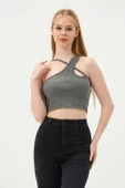 Kadın Askılı Crop Kaşkorse   Gri thumbnail 1