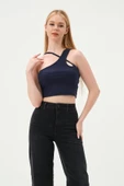 Kadın Askılı Crop Kaşkorse   İndigo thumbnail 1