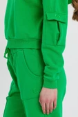 Kadın Kapüşonlu 3 İplik Sweatshirt Yeşil thumbnail 2
