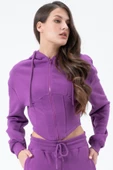 Kadın Korse Detaylı Sweatshirt Mor thumbnail 1