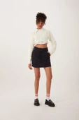 Kadın Triko Crop Sweatshirt Krem thumbnail 3