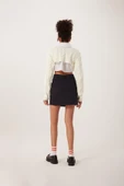 Kadın Triko Crop Sweatshirt Krem thumbnail 4