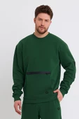 Erkek Fermuar Detaylı Sweatshirt Yeşil thumbnail 1
