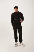 Erkek Fermuar Detaylı Sweatshirt Siyah thumbnail 3
