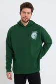 Erkek Oversize Baskılı Sweatshirt Yeşil thumbnail 4